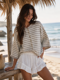 Sweet Striped Cardigan | Taupe
