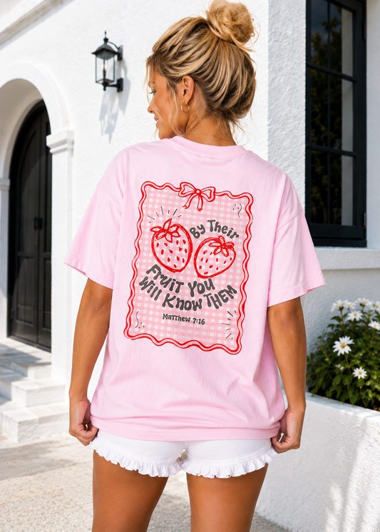 Matthew 7:16 Tee | Pink