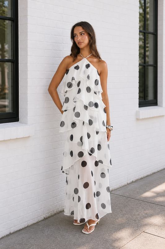 Polka Dot Polly Maxi Dress | White