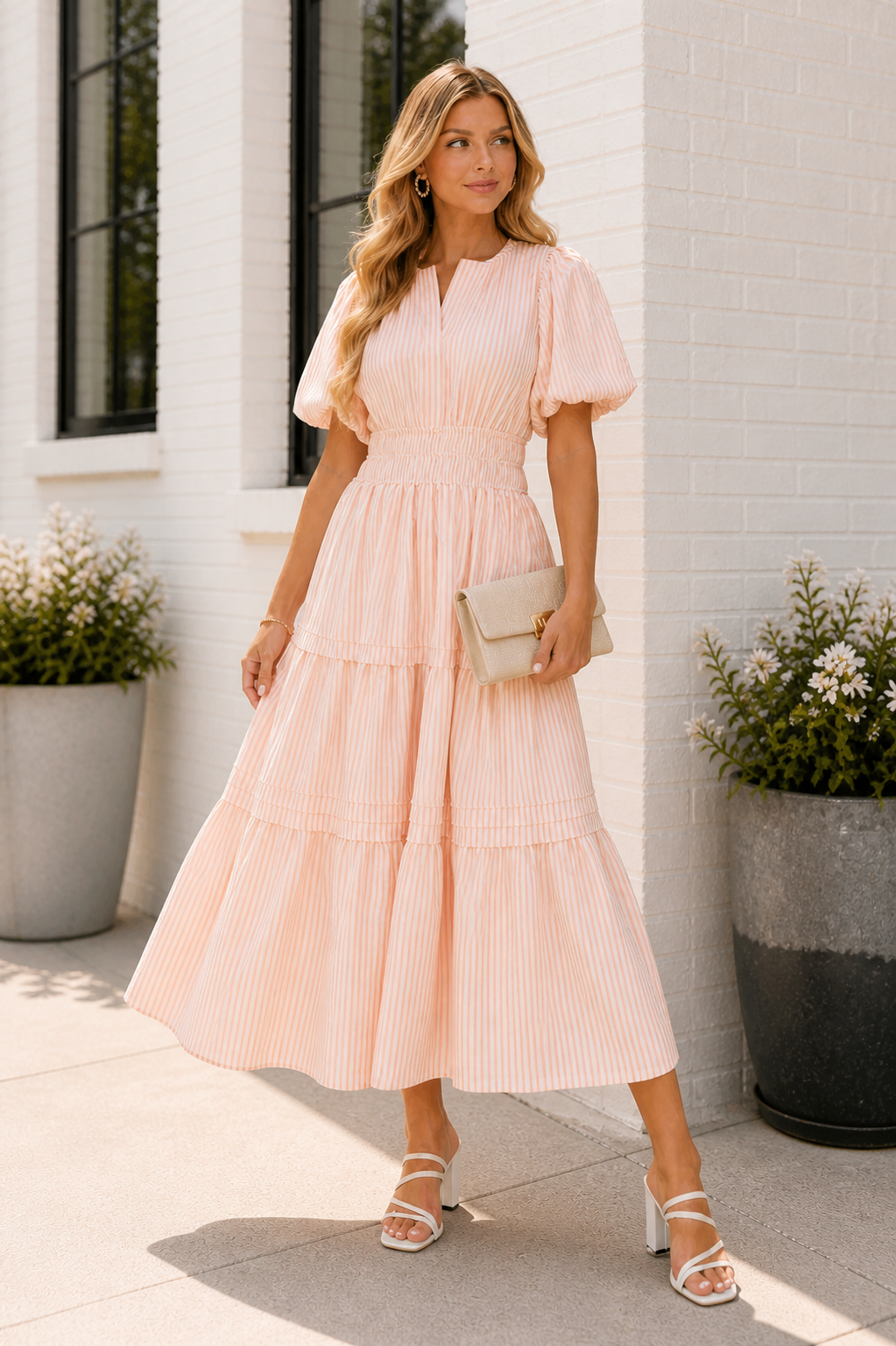 Alys Beach Striped Maxi Dress | Coral